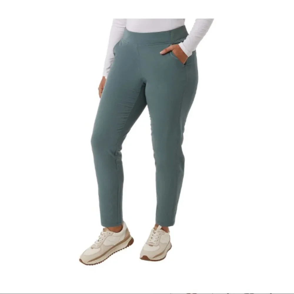 32 Degrees Cool Women's Pull On Travel Stretch Comfort Pants Balsam Green Mediu - Picture 3 of 3
